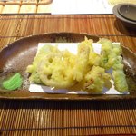 そば処 楽一 - 季節野菜の天ぷら。