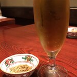 野田岩 - 生ビールとジャコ山椒