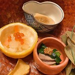 東京 芝 とうふ屋うかい - 2019落花生とうふ いくら膾 柿の葉寿し 鴨のロース煮