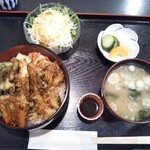 割烹 やまと - 天丼セット 880円(税込)(2019年12月12日撮影)