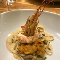魚タリアン YO - ウニと赤海老のクリームソース。