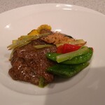 欣喜 - 和牛と彩り野菜の四種こしょう炒め　柚子風味