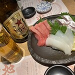 魚と酒 はなたれ - 赤星ラガーとお刺身計1573円