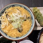 Marugame Seimen - 牡蠣づくし玉子あんかけうどんの大盛りとチーズちくわ磯部