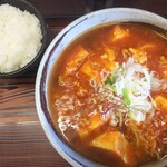 福士豆腐食堂 - 麻婆おぼろラーメン 1辛青森県産米のご飯 普通盛