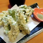 あじ彩 - あじ彩 「たらの芽と菜の花の天麩羅」