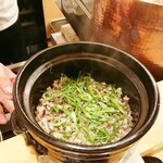 馬車道 大かわ - 合鴨と九条ネギのご飯