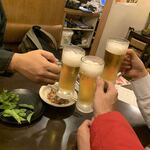 やきとり家 美濃路 - 続いて3人で乾杯