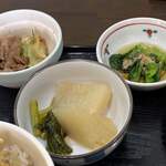 ささら - 豚肉生姜焼き 小松菜おひたし かぶ旨煮