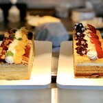 Chez-tani - モンブラン（マロンペーストとカスタードのレイヤーケーキ）、マルジョレーヌ（スペイン産ヘーゼルナッツのケーキ）