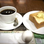 上島珈琲店 - ◆ゆで卵＆厚切りバタートースト（506円：税込）。 yahooの50円引きクーポンを使用しましたので、456円になりました。(^^;)