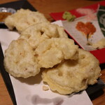 茨城地のもの わらやき料理 たたきの一九 - レンコン天ぷら