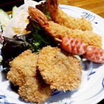 とんかつ亭 天乃家 - ミックス定食(ひれかつ2枚・海老フライ2本)