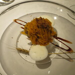 リストランテ サクラ - 自家製ブリオッシュのフォアグラのせ　かぼちゃのモンブラン