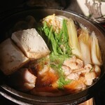 千寿亭 - 昼膳の鶏のすき焼き。