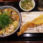 丸亀製麺 - 牡蠣づくし玉子あんかけ+穴子+親子丼