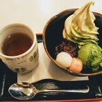 飛騨の高山らーめん - 抹茶クリーム白玉！あったかい焙じ茶がついて来ます！