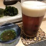 すし岩瀬 - 最初は琥珀ビール