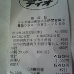 ディオ - レシート 460円(2012.03.21)