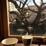 楽風 - 窓外の庭を見ながらのんびり緑茶