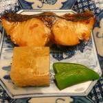 青山浅田 - 懐石　焼き物　鰆　ベロベロ（溶き卵のゼリー寄せ、金沢ではこう呼ぶそうです）