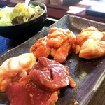 Shinden Sakaba Jounetsu Horumon - 情熱ホルモン定食
                        ハツ　テッチャン　セセリ　黒ホル