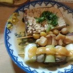 焼き豆腐・銀杏・ゲソ・ネギと牡蠣