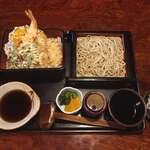 Soba Motoyawata Shoueian - 合わせ天丼 （海老一尾他。一枚せいろ又は小かけ）　１４３０円