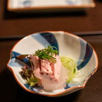 鳥田中 - 2019.12 千葉鴨川カワハギお造り肝乗せ