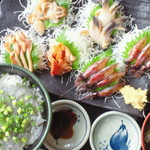 Sashimi Washoku Asahiya - 貝づくしとシラス丼