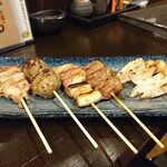 炭火焼鳥 鶏拓 - おまかせ8本の内の6本
