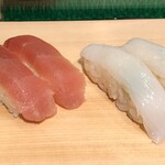 魚がし日本一 立喰寿司 - マグロ イカ