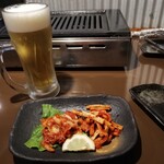 肉の入江 - 生ビール、キムチ