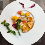 K.Cダイニング - ▪ 鯵ヶ沢産河豚のムニエル
      ピンクグレープフルーツソース
      