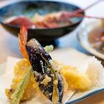 びんび家 - 2019.12 びんび定食（3,500円）海老、イカ、タコ、茄子、インゲンの天ぷら