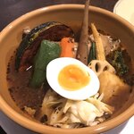 スープカリー専門店 元祖 札幌ドミニカ  - スープ　黄、具　チキン、辛さ　3、ご飯　中