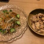 呑喰処　北ひの - サラダと若鶏にんにく炒め