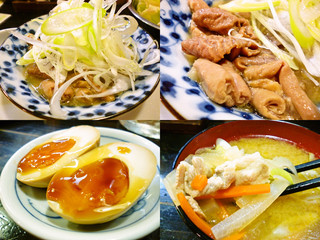 Kushiya Yokochou - 煮込み、半熟味玉、豚汁。