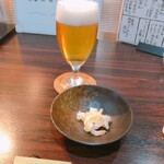 和菜 海舟 - 生ビール、お通し(数の子)