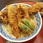 天ぷらふく西 禅と匠 - 江戸前穴子天丼（上から）（2019.11）