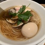 銀座 篝 ルクア大阪店 - 蛤と牡蠣　醤油SOBA  1100円