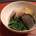 御料理 寺沢 - 煮鮑､二子芋､焼茄子､畑しめじ､青菜の炊合せ