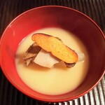 京天神 野口 - ●先付け・からすみ大根、蒸しアワビ