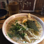 まぼろし軒 - とんこつ正油らーめん 生ビール