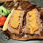 味噌とチーズのお店　鍛冶二丁 - 黒毛和牛の季節野菜の朴葉焼き