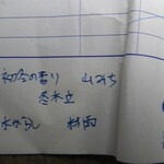 嘯月 - レシートに5種の菓子を記入