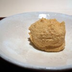 菊鮨 - 鮟肝（余市）・・高級な余市の鮟肝を裏ごしして出されます。美味しいのは勿論、量もタップリで嬉しい。