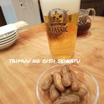 玩味 - 生ビールとお通しはゆで落花生