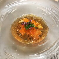 銀座 大石 - カリフラワーのムースのコンソメのゼリー寄せ