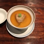 御料理 無窮 - 大黒しめじと穴子の茶碗蒸しあん肝の唐揚げ